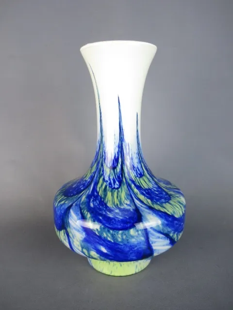 Vintage Vaso In Vetro Sommerso Con Design Bianco Verde E Blu