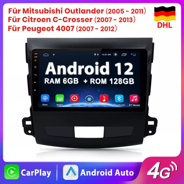 6+128GB 9"Android12 Autoradio Für Mitsubishi Outlander/Citroen C-Crosser GPS DSP