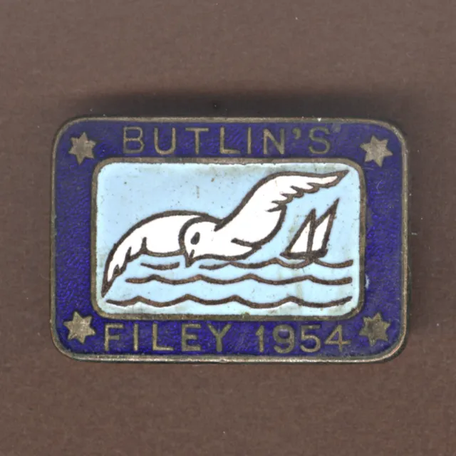 Butlins Filey 1954  Blue Labels Original Vintage  Enamel Pin Badge