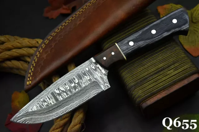 Custom Hand Forged Damascus Steel Hunting Knife Handmade,9.4"OAL (Q655)