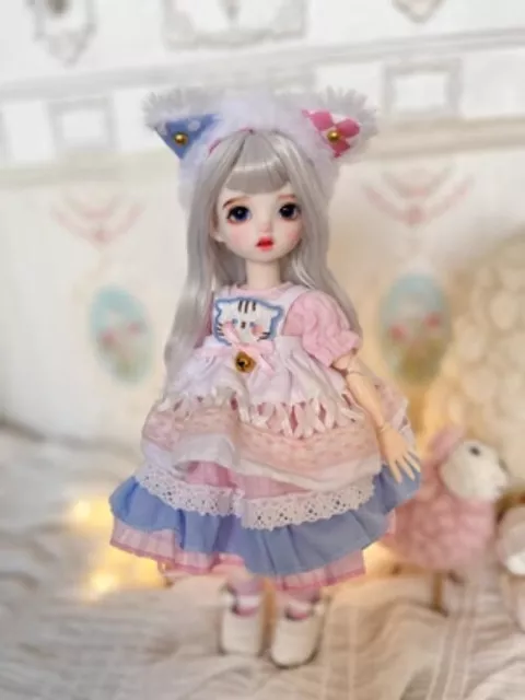 Kids Gift Full Set 1/6 BJD Doll Pretty Girl Ball Jointed Eyes Dress Makeup Toys