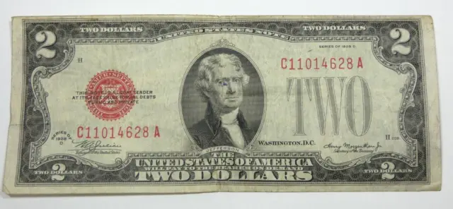 Series of 1928-D Red Seal $2 Legal Tender US Note VERY FINE Fr#1504