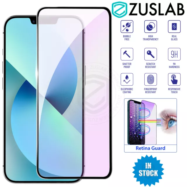 For iPhone 11 12 13 14 15 Pro Max Plus Anti-Blue Light Glass Screen Protector