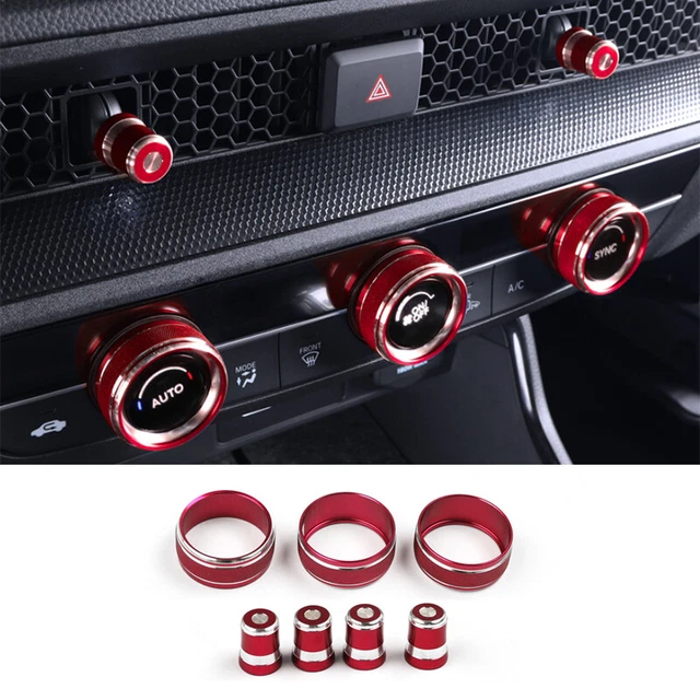 Red Aluminum Central Console AC Switch Button Trim For Honda CRV CR-V 2023-2024
