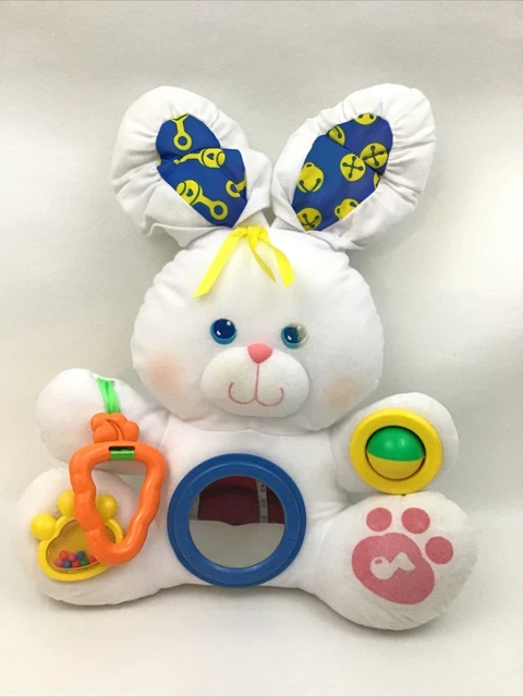 Fisher Price Plush Discovery Bunny Rabbit 1371 Activity Baby Toy Rattles 1989