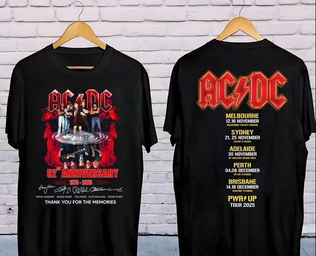 AC/DC 52 YEARS of Rock PWR UP Tour 2025 Shirt A Tribute to the Legacy ...