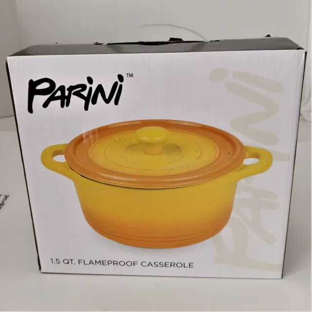 PARINI 9” 3 Qt Blue Ceramic Bakeware Dutch Oven/Casserole New Open Box  M2555