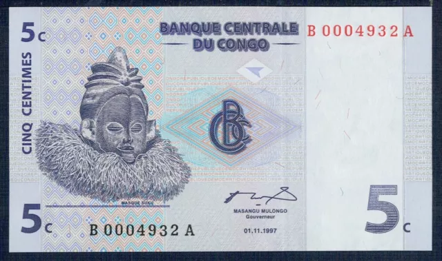 Congo 5 Cents 1997 P.M. N°81 Uncirculated Of Print - Gian 7