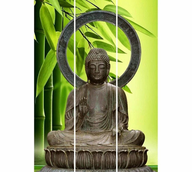 Spa Buddha Paravent Aus Naturholz – Raumteiler Im Modernen Blumen-Design Von Decomonkey!