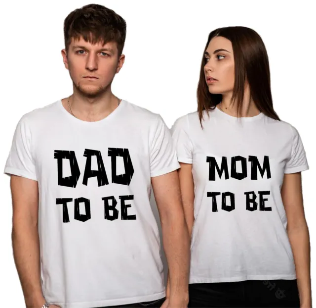 Mum Dad To Be T-Shirt New Baby Announcement Funny Couples Matching Gifts Tee Top