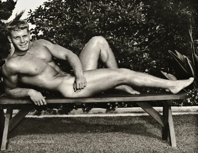1950s BRUCE BELLAS Of L.A. Handsome KIP BEHAR Male Nude Vintage Photo Engraving