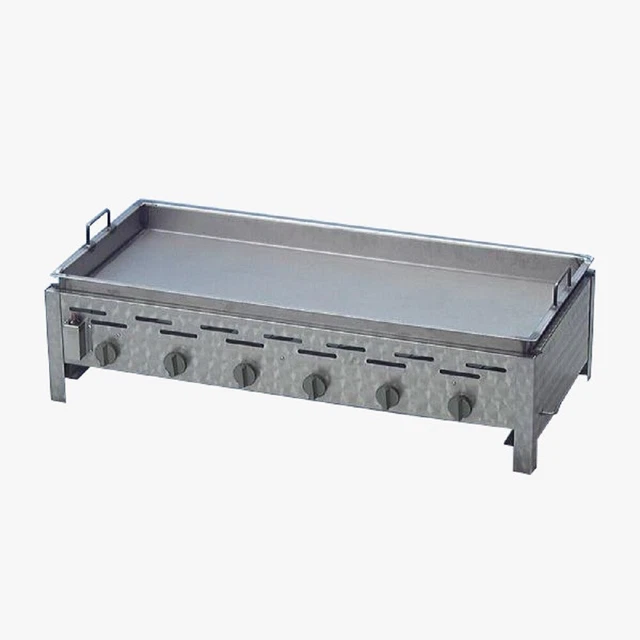 Gastrobräter 114 x 53 x 27 cm Edelstahl 6 flammig Gasgrill mit Pfanne wahlweise