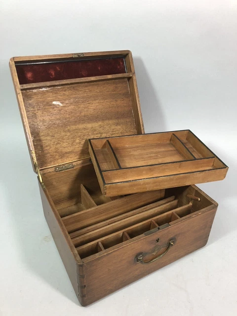 Grande Boîte De Rangement En Bois Ancienne – 29x22x9 Cm