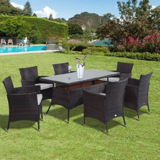 6 SEATER METAL Garden Furniture Set Dining Reclining Outdoor