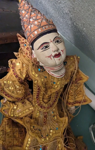 Antique BURMESE Indonesian Marionette Puppet Burma Thai MYANMAR Large Carved