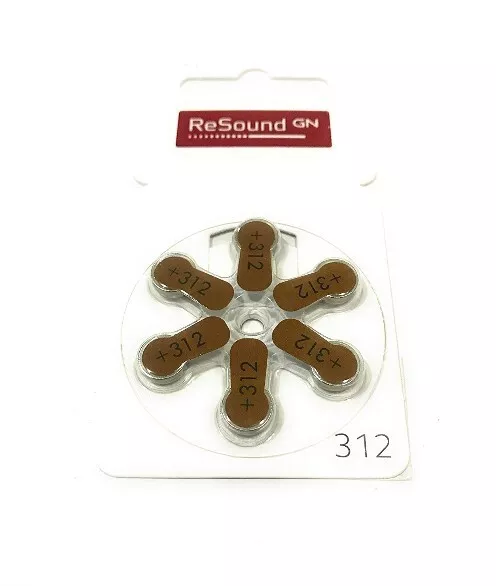 Baterías para audífonos GN ReSound talla 312 - paquete de 10 (60 celdas)
