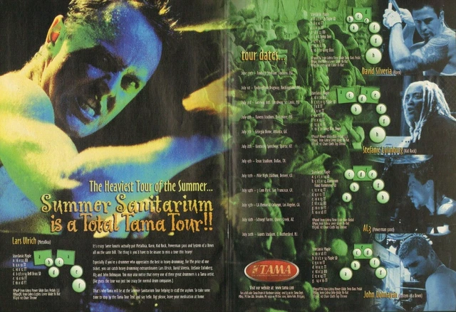 2000 2pg Print Ad of Tama Drums Summer Sanitarium Tour w Lars Ulrich Metallica 2000 2pg Print Ad of Tama Drums Summer Sanitarium Tour w Lars Ulrich Metallica