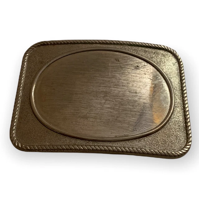Silver Rope Framed Oval In Center Rectangle Belt Buckle Fits 1.75” Belt