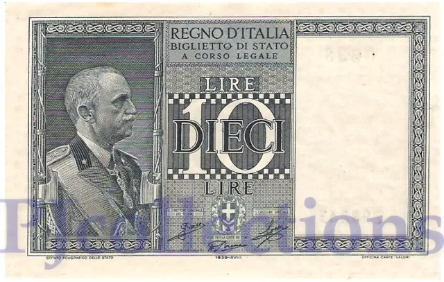 ITALY - ITALY 10 LIRE 1939 PICK 25c UNC