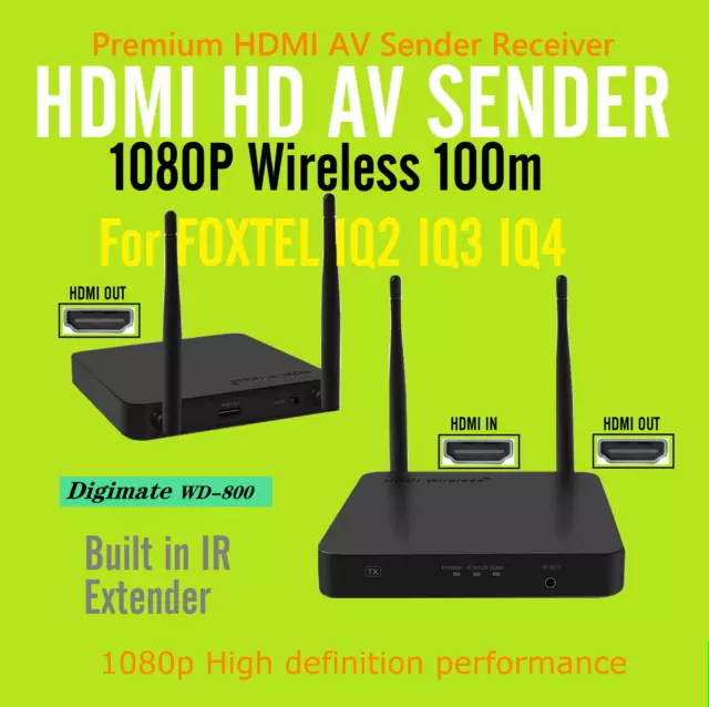 HD_Digimate WD-800 1080P HDMI Wireless AV Sender Receiver for Foxtel IQ2 IQ3 IQ4