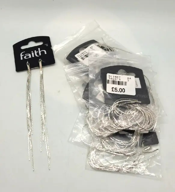 Wholesale job lot bundle of 10 Silver Slinky Faith Earrings jewellery rrp £5each