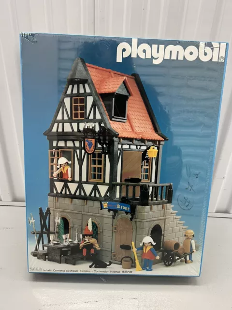 Rare Playmobil 3448 Medieval Inn Still Wrapped In box, directions, and knights