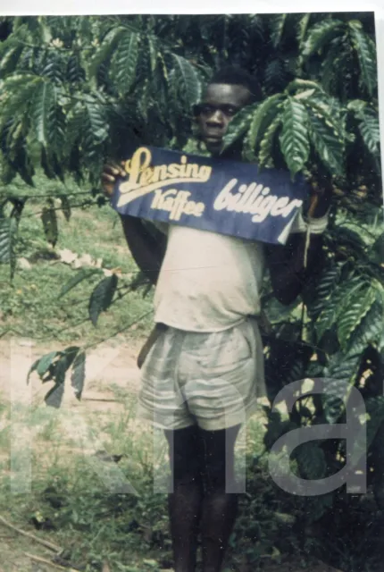 altes Foto Belgisch-Kongo 1956, Lensing Kaffee Werbeschild, 8x12cm