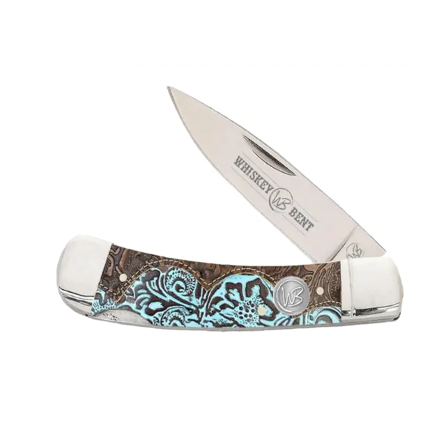 Whiskey Bent Knives Tooled Country Acrylic Handle Pocket Knife WB13-38