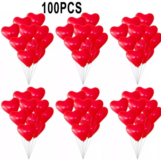 Pack of 100 Red Heart Balloons 30 cm Premium Quality Balloons for Celebrations