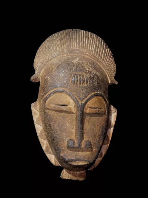 African Tribal Face Mask Wood Hand Carved Vintage Wall Hanging Guro Antique-5644
