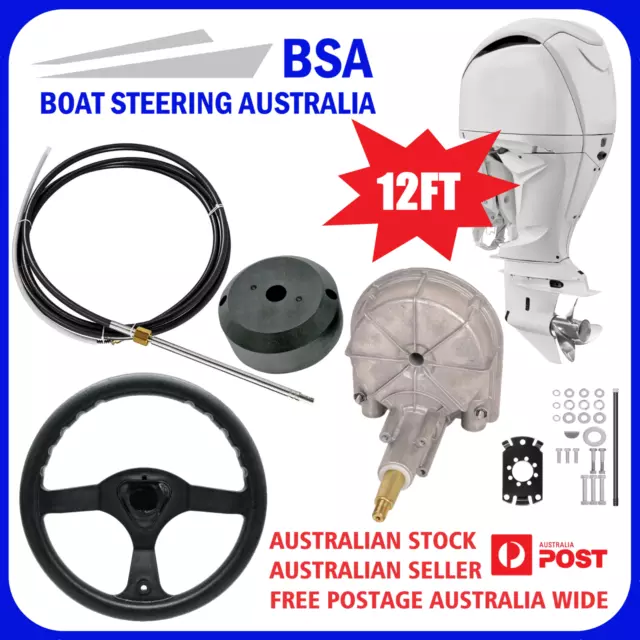 BOAT STEERING KIT  12FT / 3.6m  Cable Helm Wheel Multiflex Teleflex Compatible