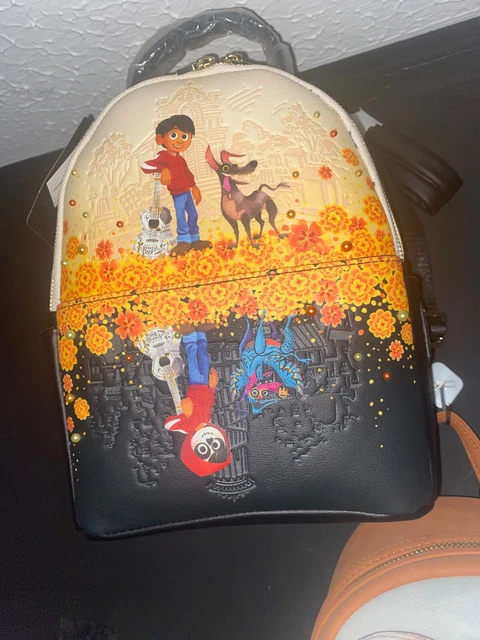 LOUNGEFLY COCO MARIGOLD Mirror Mini Backpack Disney Pixar Beaded Stunning!  £70.00 - PicClick UK