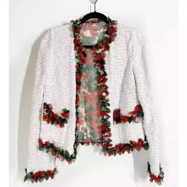 Dolce & Gabbana Floral-appliqued Printed Silk-chiffon tweed Jacket 2