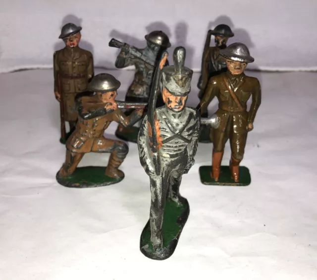 Lot Of 6 Vntg Barclay Manoil Lead WWI Lead Soldier Figures