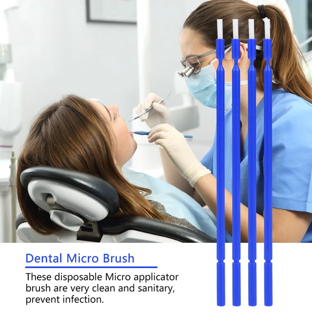 100Pcs/SET Dental Disposable Micro Applicator Brush Bendable Sticks - Blue☆