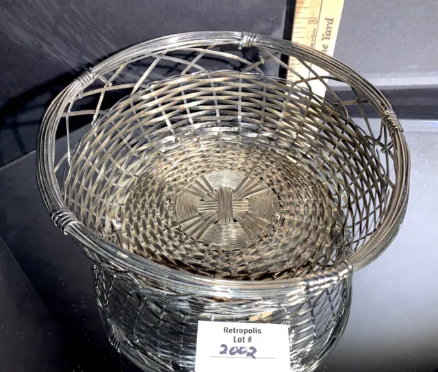 VTG Silver Metal Wire Fruit Bread Bowl Basket Kitchen