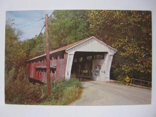 COBURN COVERED BRIDGE POSTCARD SPENCERVILLE IN INDIANA DEKALD COUNTY 1970s