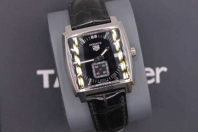 TAG HEUER MONACO WAW131A.FC6177 Swiss 37mm Quartz Watch Black Alligator Leather 1 595.00 PicClick UK