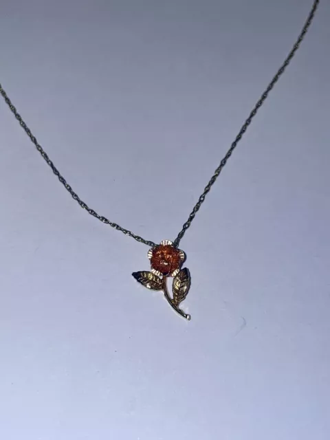 VINTAGE DESIGNER 14K Gold-Plated Miniature Rose Pendant Chain Necklace ...