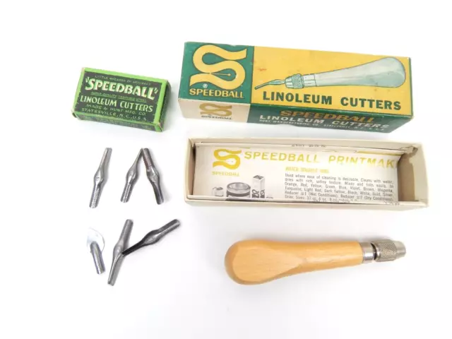Cortador de linóleo 5S Speedball con cuchillas con caja de instrucciones ¡EE. UU. de colección!