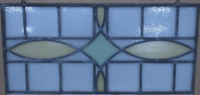 OLD ENGLISH STAINED GLASS WINDOW Unframed w Hooks Pretty Abstract 26.25" x 12.75
