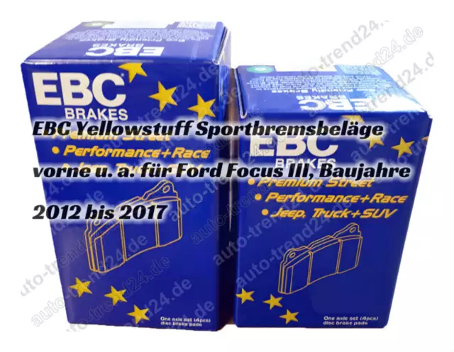 EBC Yellowstuff Sportbremsbeläge vorne u.a.: Ford Focus III, Bj. 2012-2017 3