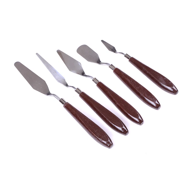 5 piezas / Juego Espátula Acero Inoxidable Cuchillo Palet Pintura Mezclar Pelado RF