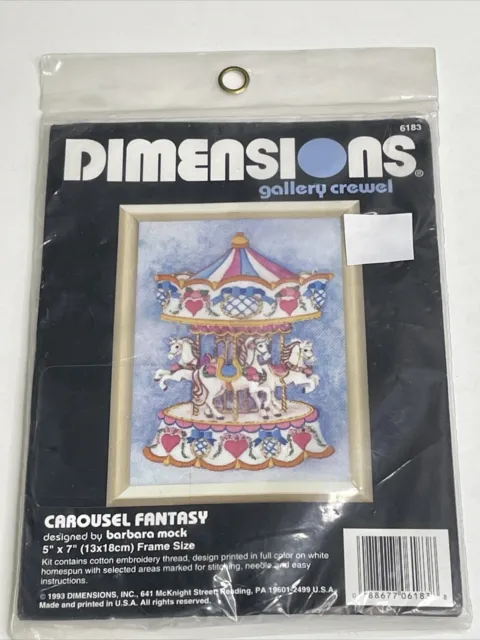 Dimensions Carousel Fantasy by Barbara Mock Printed Fabric Crewel Kit 6183