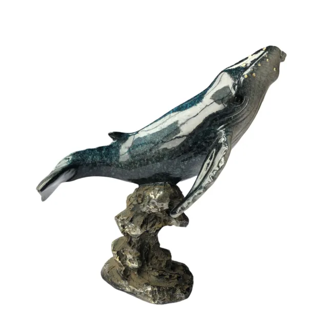 Britney Resin Whale on Wave By Dovecove Figurine 7.5"