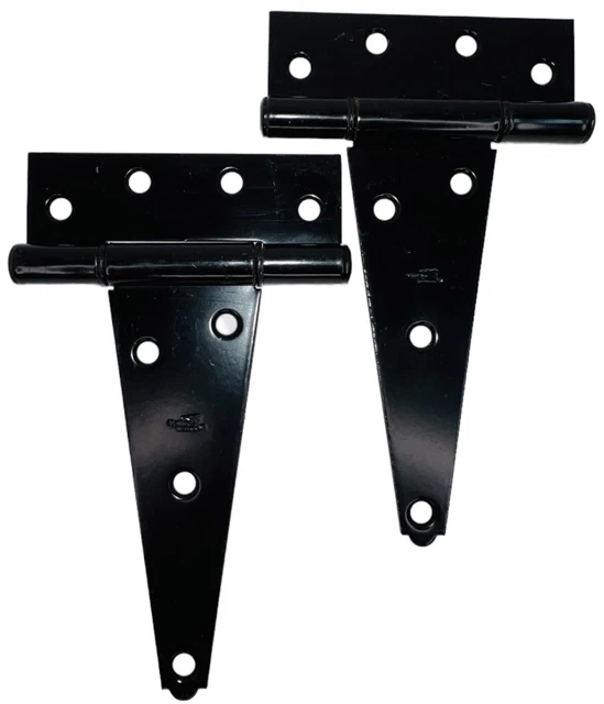 Lot Of 2 T-Strap Hinges 5 Inch Black Heavy Duty Metal Garden Gates Farm Doors