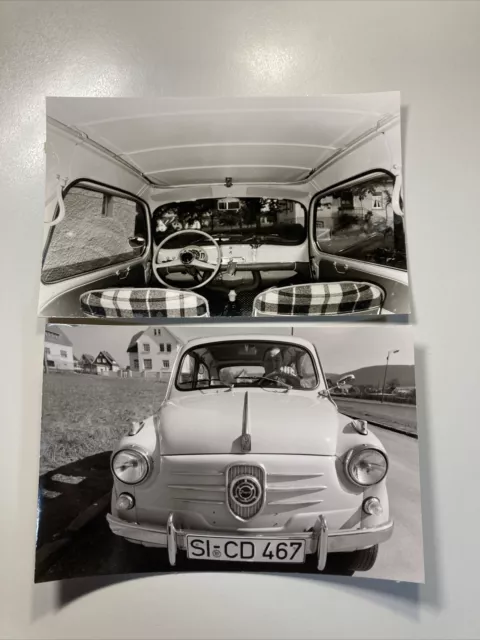 Ca 1960 2x altes Foto NSU / Fiat Jagst 600 / Auto Oldtimer