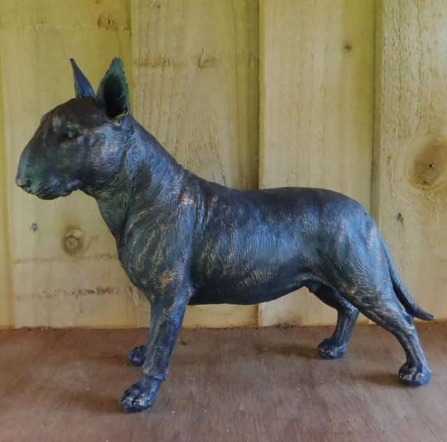 English Bull Terrier Figurine Statue Sculpture Standing Dog Bronzed Ornament NEW