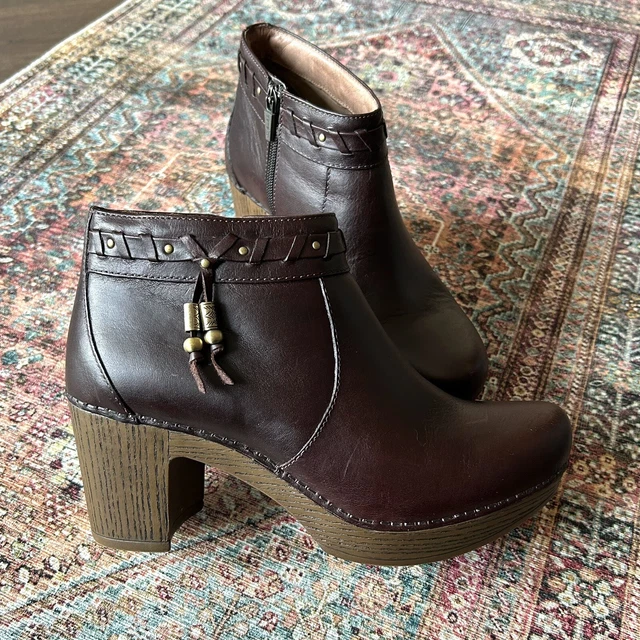 DANSKO BROWN DABNEY Block Heel Ankle Boots Women s EU Size 41