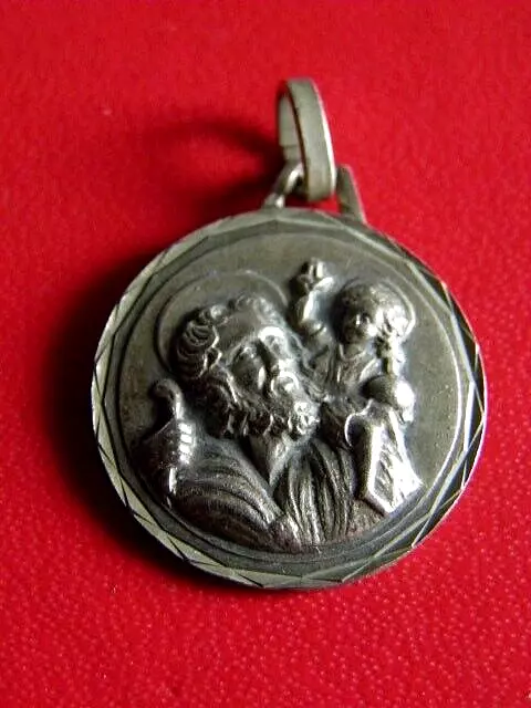 Medaille Religieuse Ancienne/ St Christophe. Nd De Lourdes . Metal Argente.